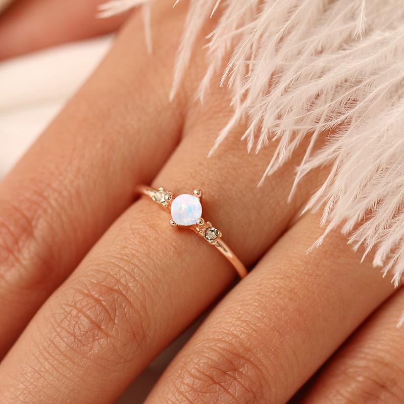 Dainty Fire Opal Ring - Floral Fawna