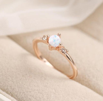 Dainty Fire Opal Ring - Floral Fawna