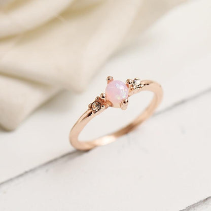 Dainty Fire Opal Ring - Floral Fawna