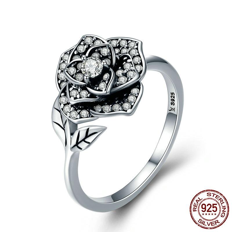 Dazzling Rose Sterling Silver Ring - Floral Fawna