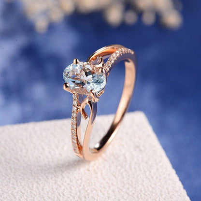 Elegant Blue Stone Princess Ring - Floral Fawna