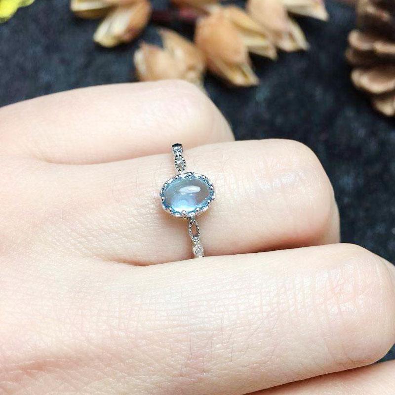 Elegant Blue Topaz Silver Ring - Floral Fawna