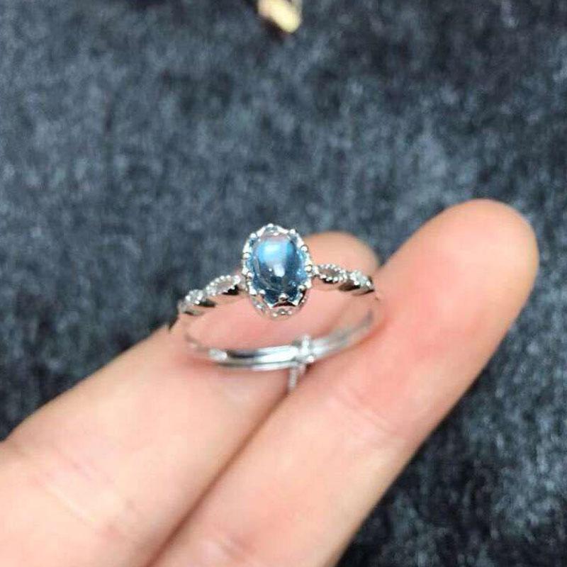 Elegant Blue Topaz Silver Ring - Floral Fawna