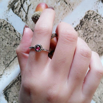 Fiery Red Stone Sterling Silver Ring - Floral Fawna