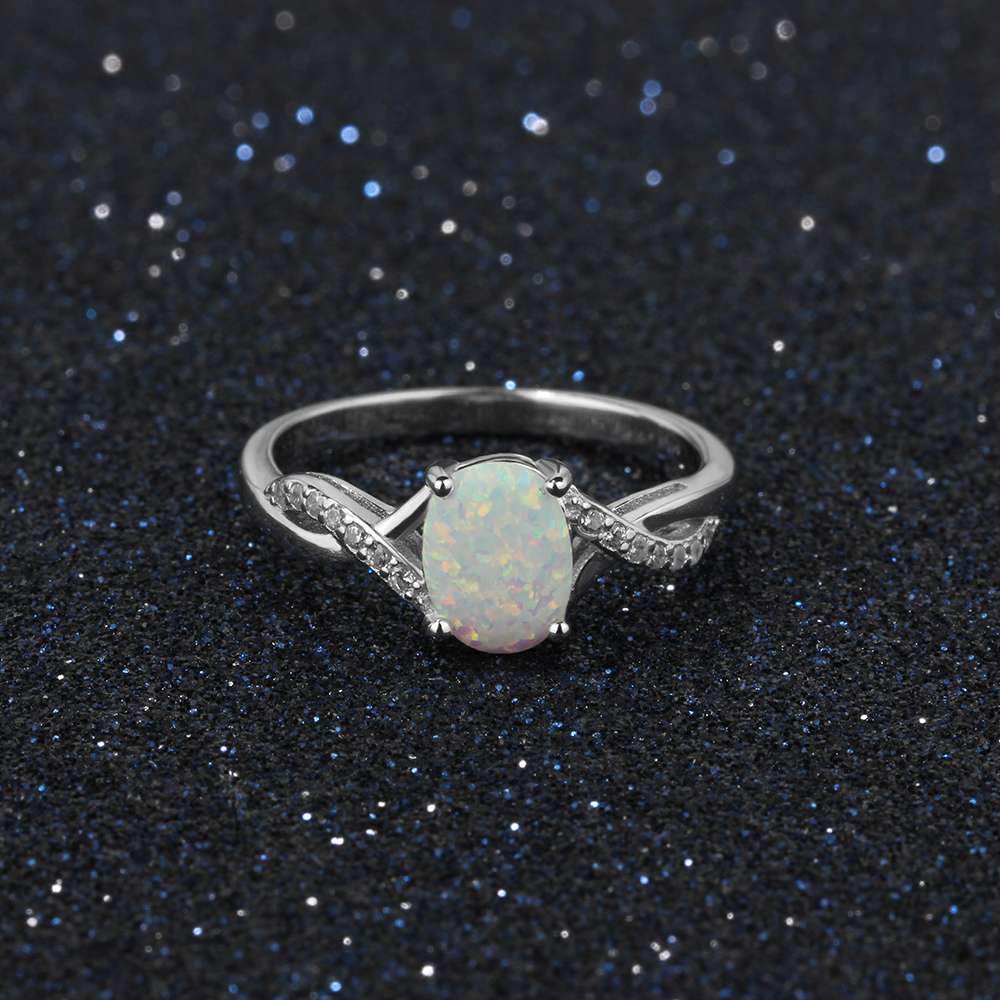 Fire Opal Silver Ring - Floral Fawna