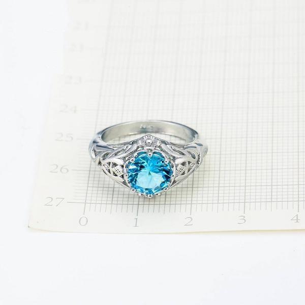 Flower Aquamarine Silver Ring - Floral Fawna