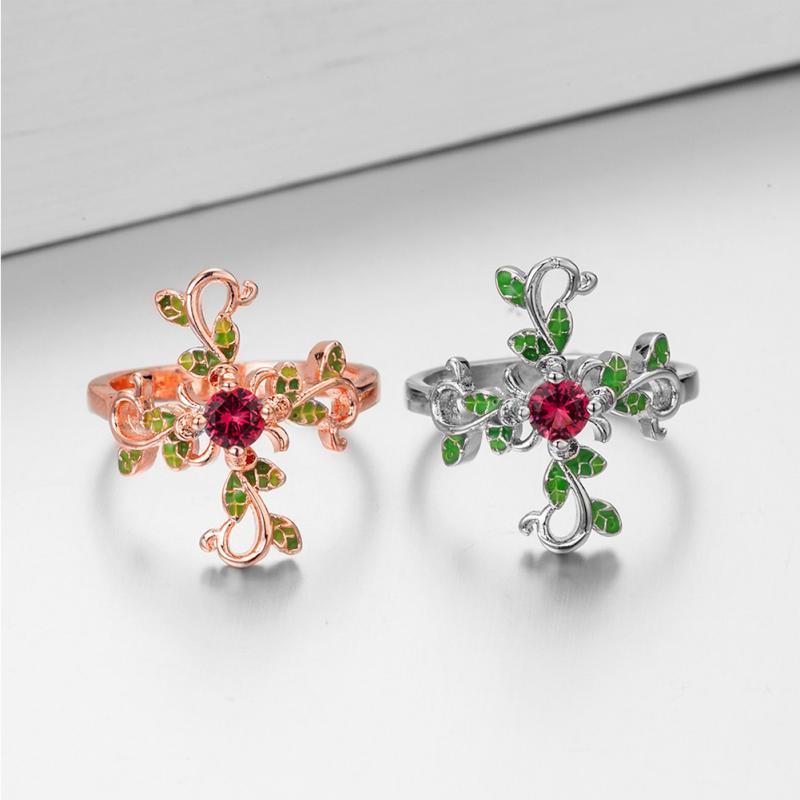 Forest Goddess Cross Ring - Floral Fawna