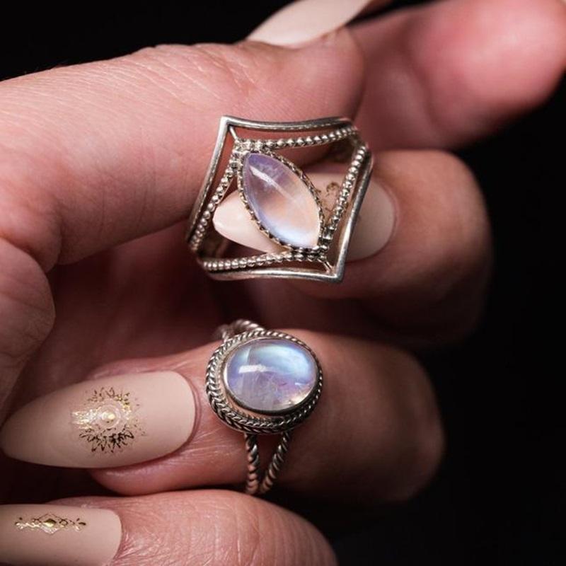 Geometric Beauty Moonstone Ring - Floral Fawna