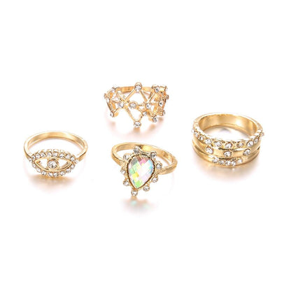 Geometric Crystal Ring Set - Floral Fawna