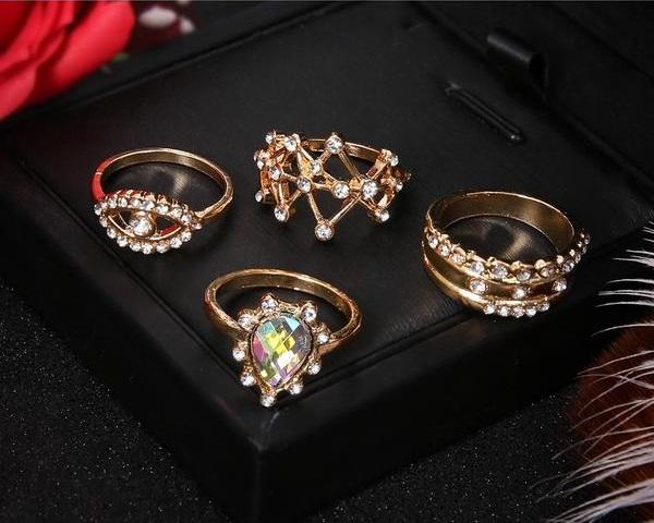 Geometric Crystal Ring Set - Floral Fawna