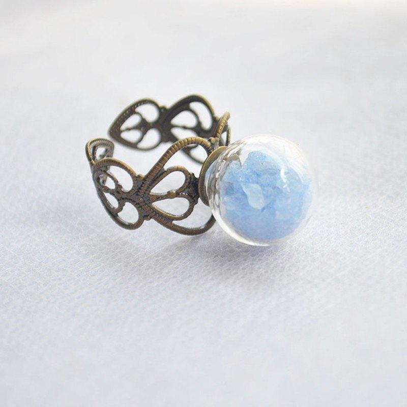 Glow In The Dark Glass Ball Heart Ring - Floral Fawna