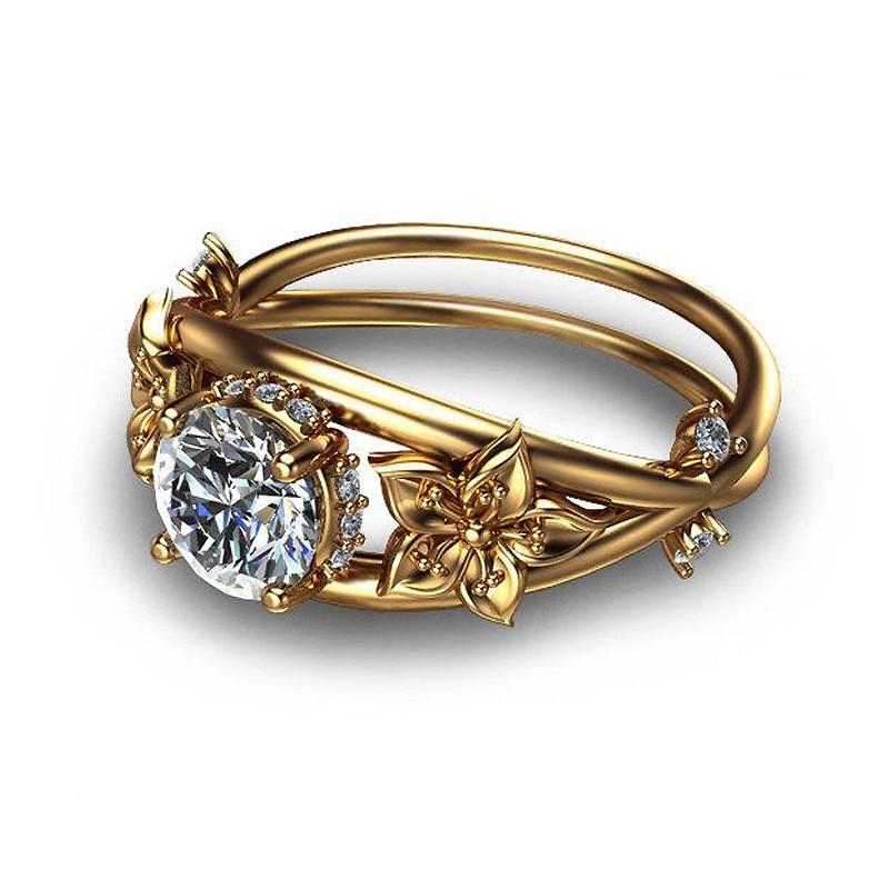 Golden Flower Crystal Ring - Floral Fawna