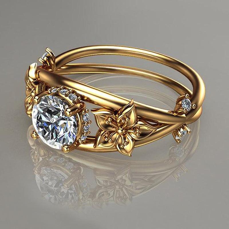 Golden Flower Crystal Ring - Floral Fawna