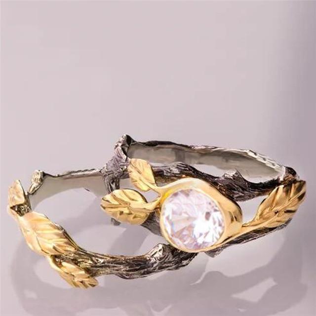 Golden Forest Goddess Ring Set - Floral Fawna