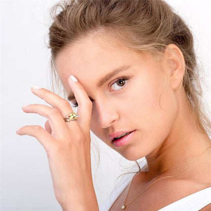 Golden Forest Goddess Ring Set - Floral Fawna