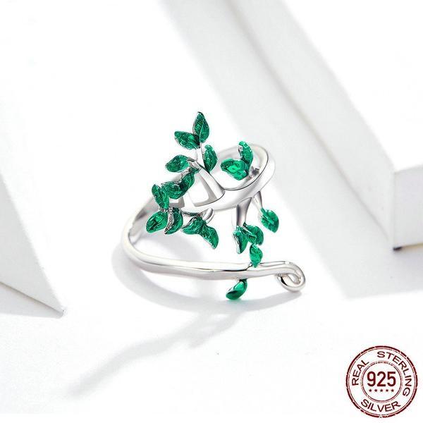 Green Tree Of Life Silver Ring - Floral Fawna