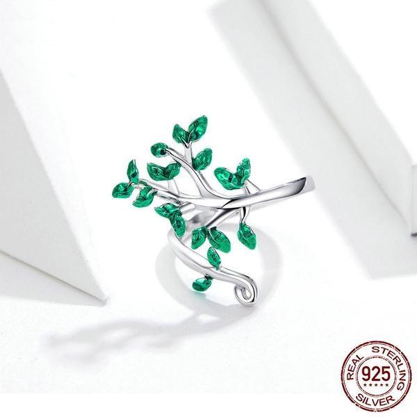 Green Tree Of Life Silver Ring - Floral Fawna