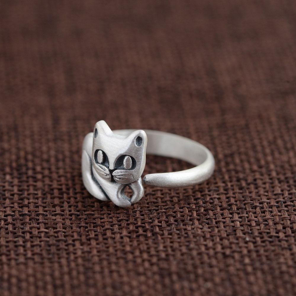 Kitty Cat Sterling Silver Ring - Floral Fawna