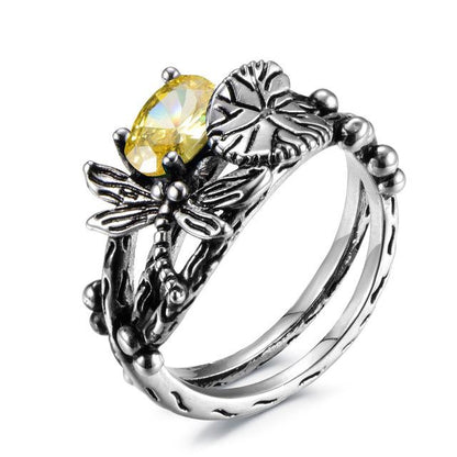 Lotus Leaf Dragonfly Ring - Floral Fawna