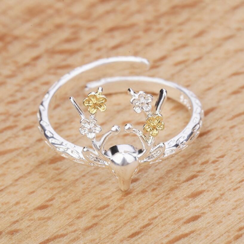 Lovely Deer Sterling Silver Ring - Floral Fawna