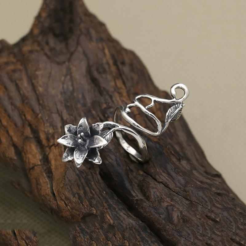 Lucky Flower Sterling Silver Wrap Ring - Floral Fawna