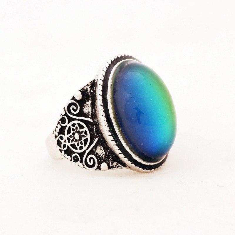 Magical Mood Ring Steampunk Antique Silver - Floral Fawna