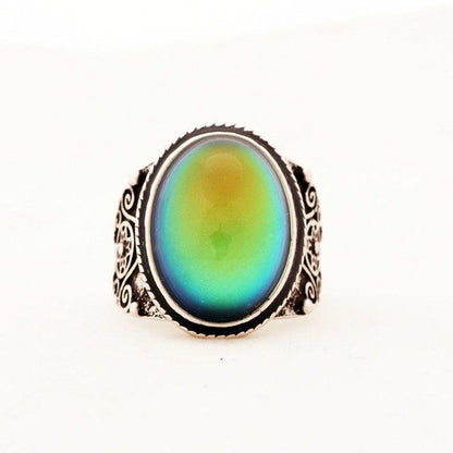 Magical Mood Ring Steampunk Antique Silver - Floral Fawna