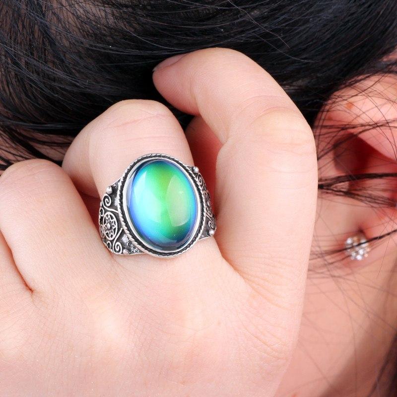 Magical Mood Ring Steampunk Antique Silver - Floral Fawna