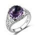 Majestic Amethyst Silver Ring - Floral Fawna