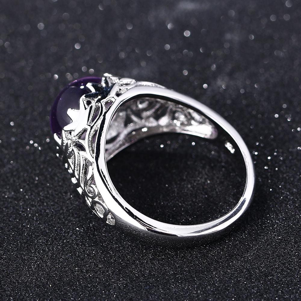 Majestic Amethyst Silver Ring - Floral Fawna