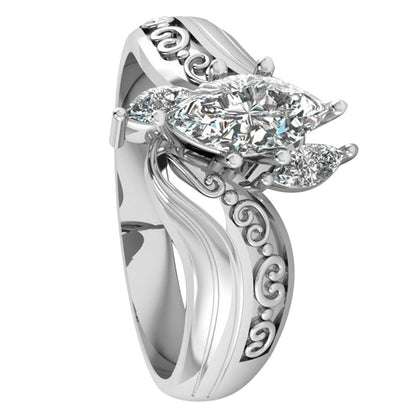 Majestic Crystal Princess Ring - Floral Fawna
