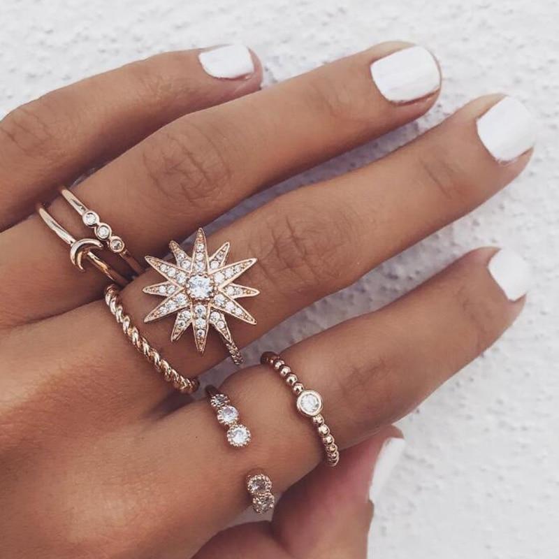 Majestic Golden Sun Ring Set - Floral Fawna