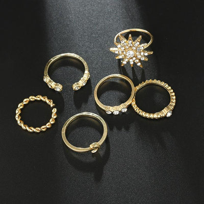 Majestic Golden Sun Ring Set - Floral Fawna