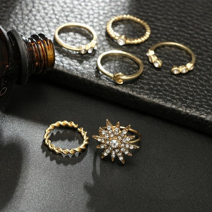 Majestic Golden Sun Ring Set - Floral Fawna