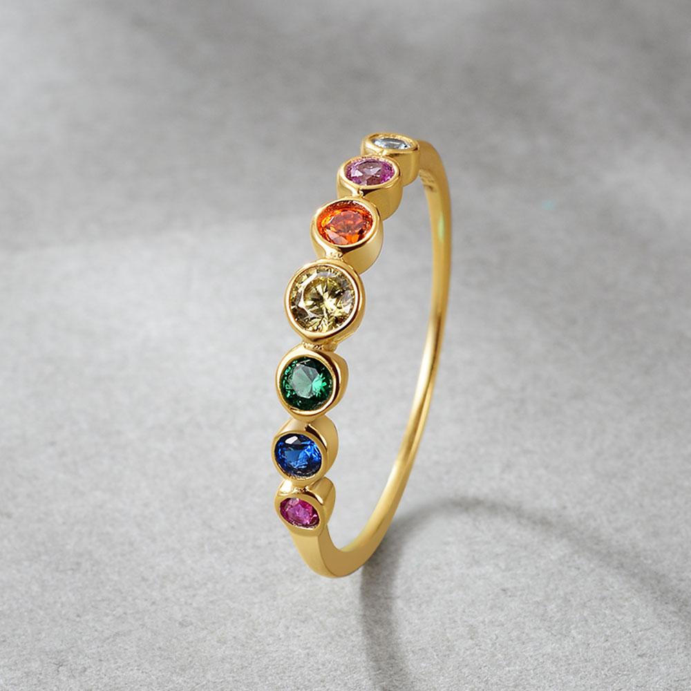 Majestic Rainbow Gemstone Ring - Floral Fawna