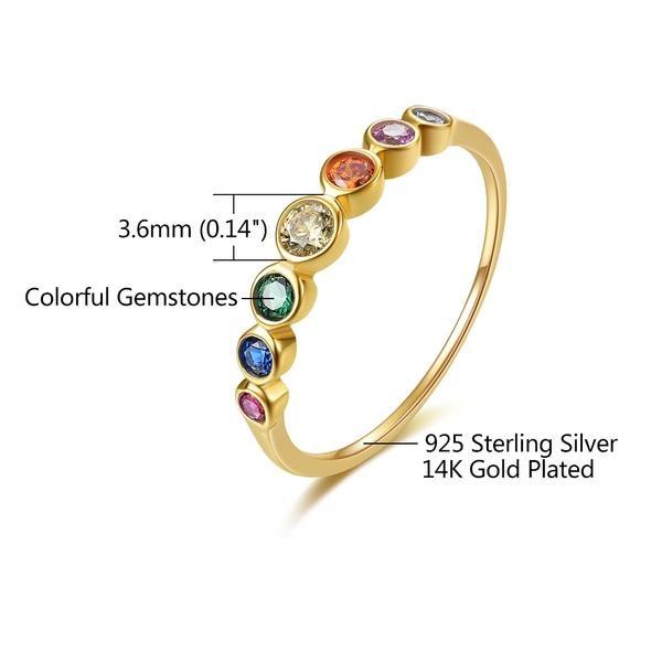 Majestic Rainbow Gemstone Ring - Floral Fawna