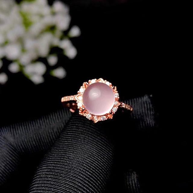 Majestic Rose Quartz Silver Ring - Floral Fawna