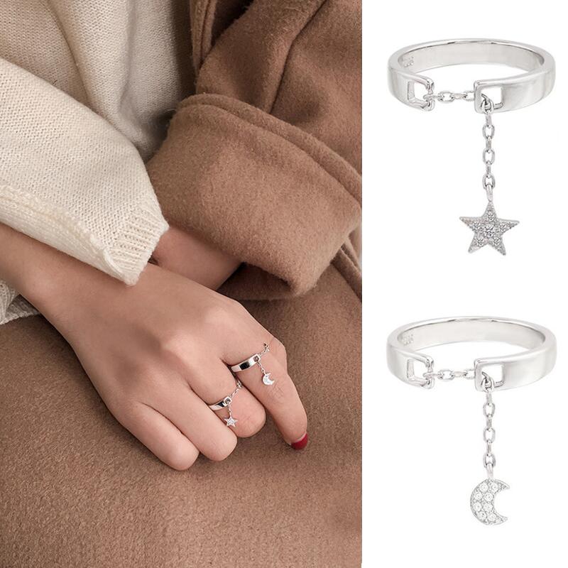 Moon &amp; Falling Star Rings - Floral Fawna