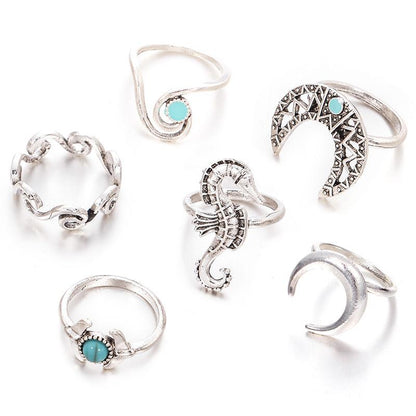 Moon Waves Ring Set - Floral Fawna