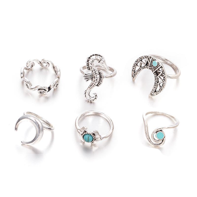 Moon Waves Ring Set - Floral Fawna