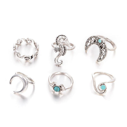 Moon Waves Ring Set - Floral Fawna