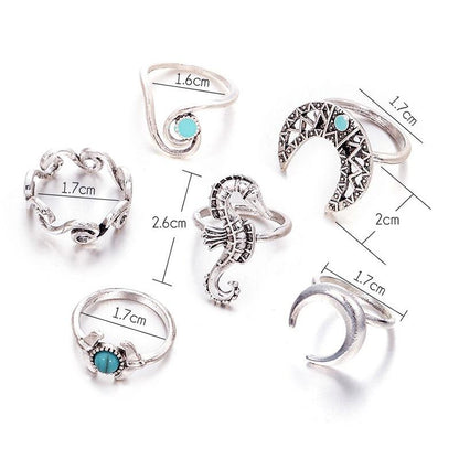 Moon Waves Ring Set - Floral Fawna