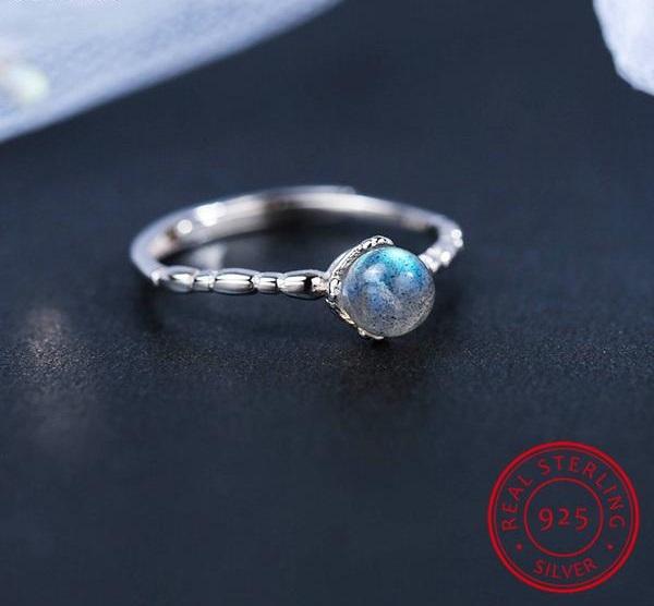 Mystic Moonstone Silver Ring - Floral Fawna