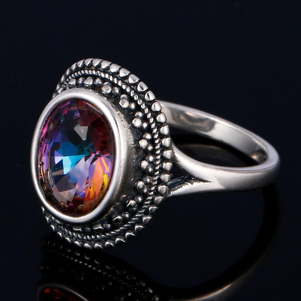 Mystic Rainbow Topaz Silver Ring - Floral Fawna