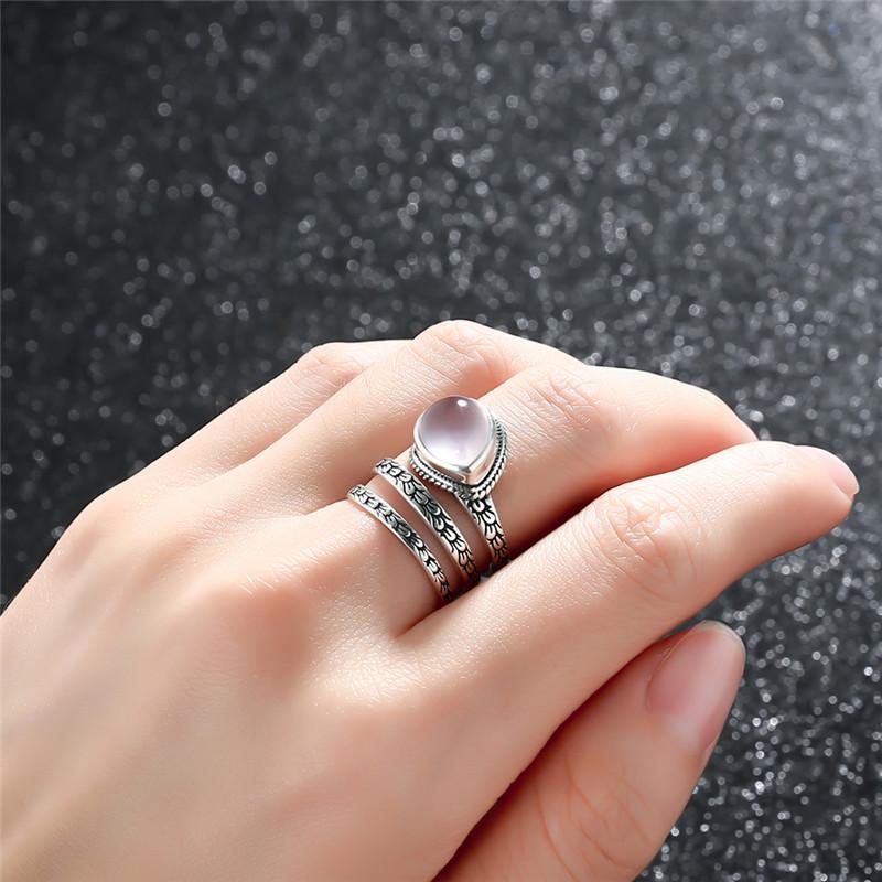 Natural Stone Sterling Silver Wrap Ring - Floral Fawna