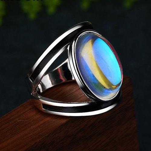 Oval Moonstone Aura Ring - Floral Fawna