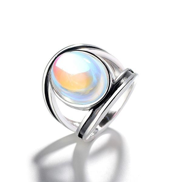 Oval Moonstone Aura Ring - Floral Fawna