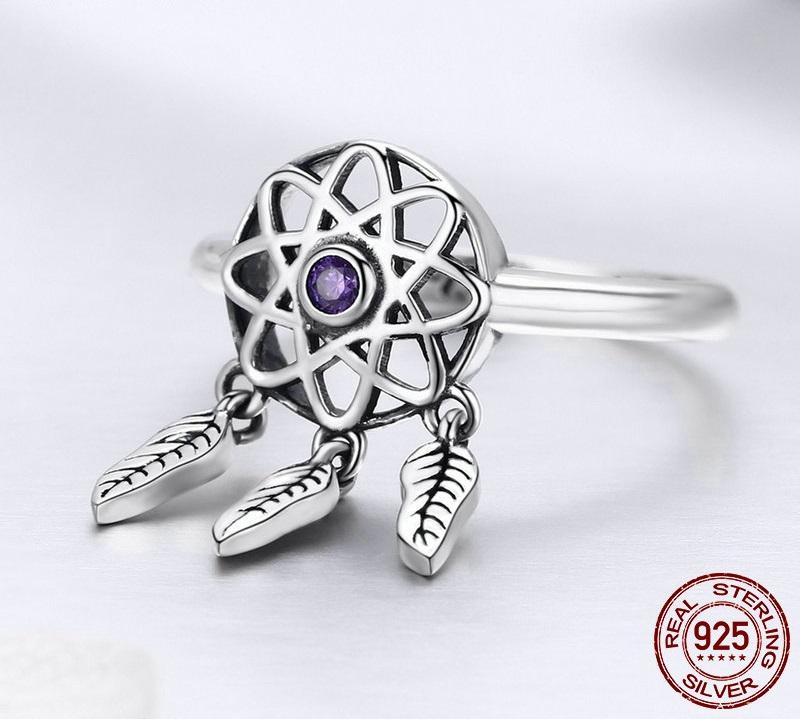 Purple Dreamcatcher Sterling Silver Ring - Floral Fawna