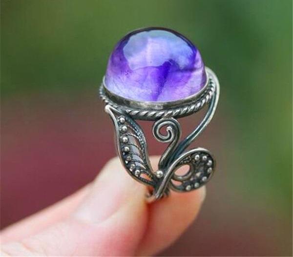 Purple Moonstone Flower Ring - Floral Fawna