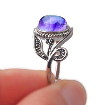 Purple Moonstone Flower Ring - Floral Fawna